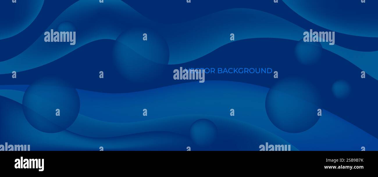 Blue Abstract Background With Wavy Shapes Stock Vector