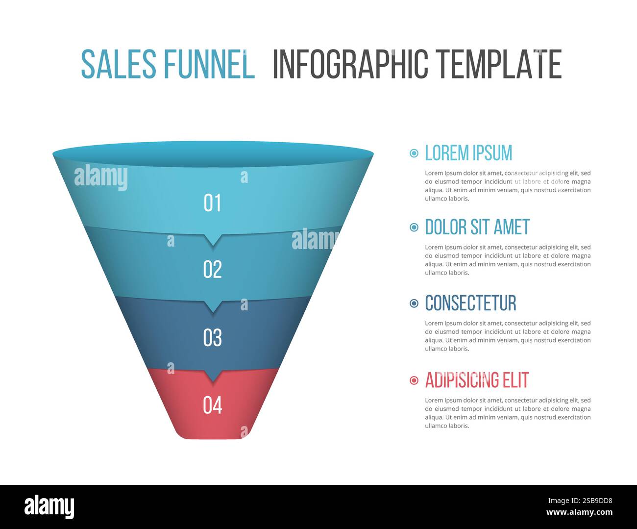 Funnel diagram with four segments, infographic template for web ...