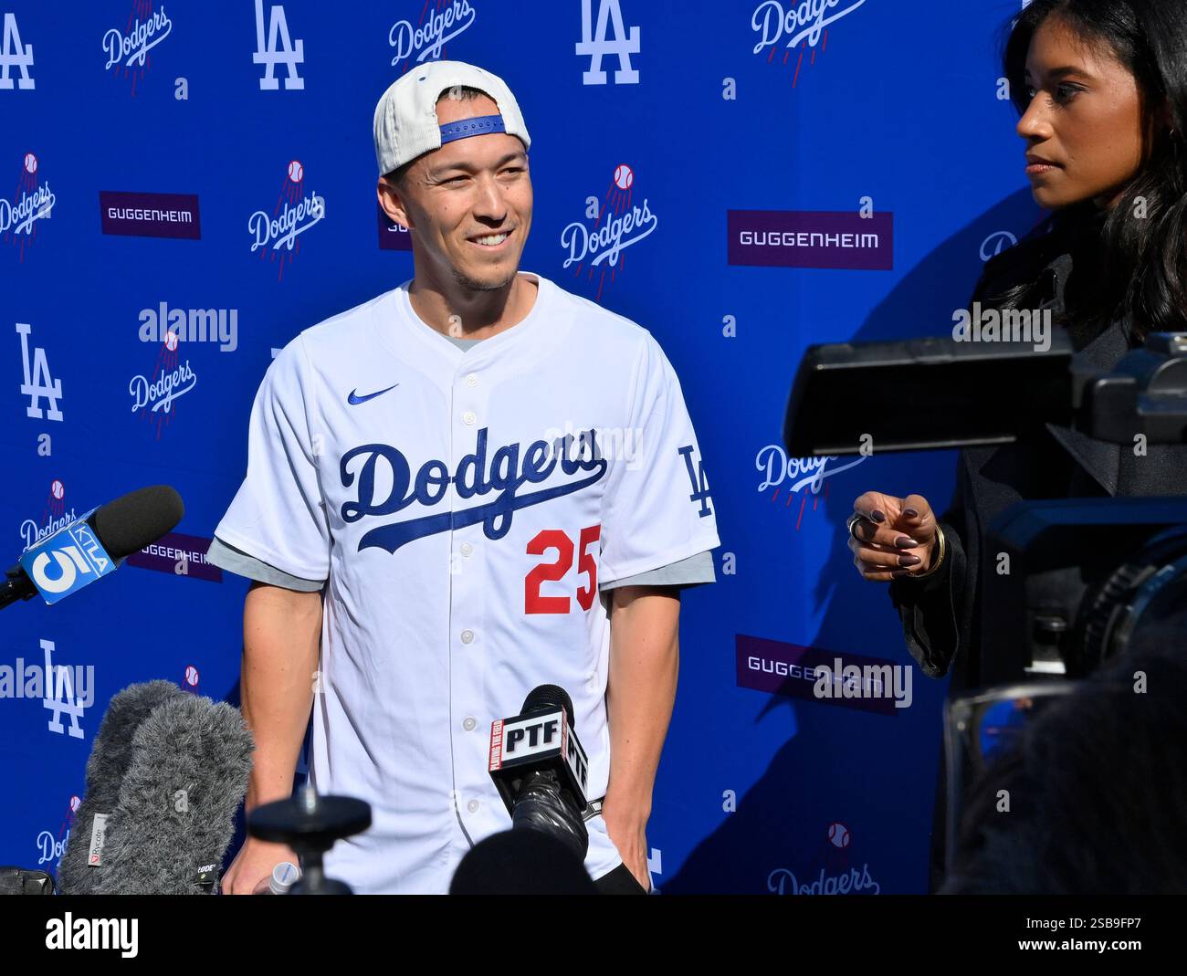 Los Angeles United States 01st Feb 2025 Tommy Edman Speaks To A Los Angeles United States 01st Feb 2025 Tommy Edman Speaks To A Gaggle Of Reporters During A Dodgerfest News Conference At Dodger Stadium In Los Angeles On Saturday February 2 2025 Photo By Jim Ruymenupi Credit Upialamy Live News 2SB9FP7 