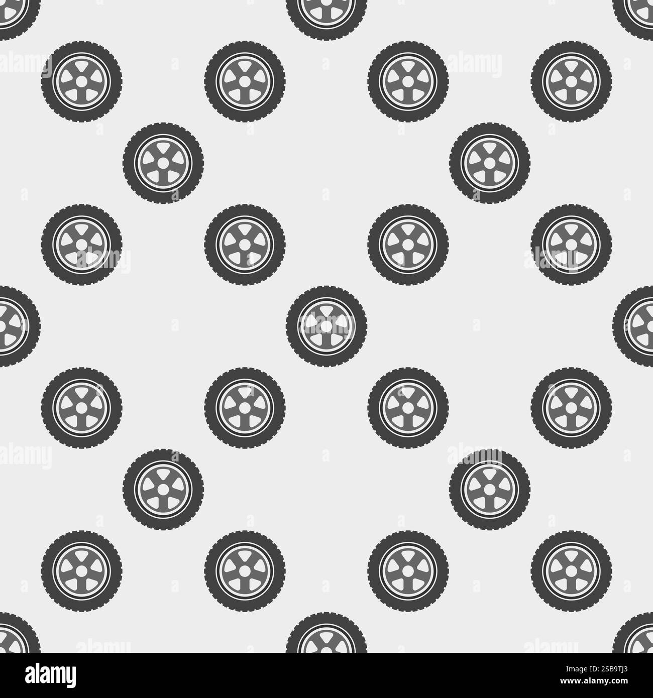 Car wheel vector seamless pattern - Auto rim and tire vector background ...