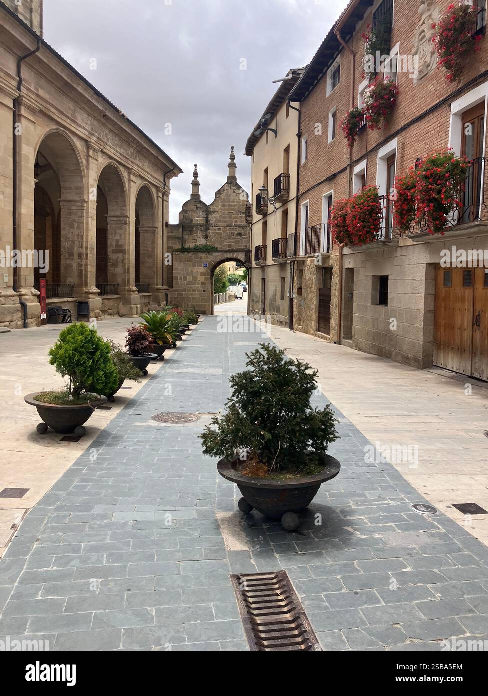 The Portal de Castilla in Los Arcos, Navarre, is one of the historic medieval gateways that once formed part of the town’s defensive walls. - Smartphone Captured Stock Image