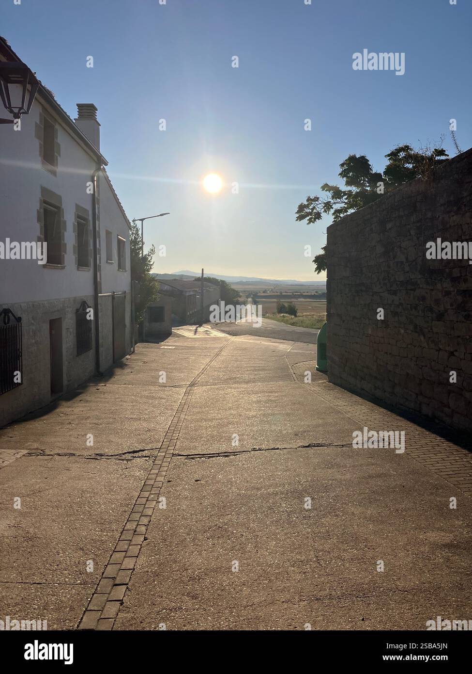 Leaving Sansol as the sunrises, a small village in Navarre, Spain - Smartphone Captured Stock Image