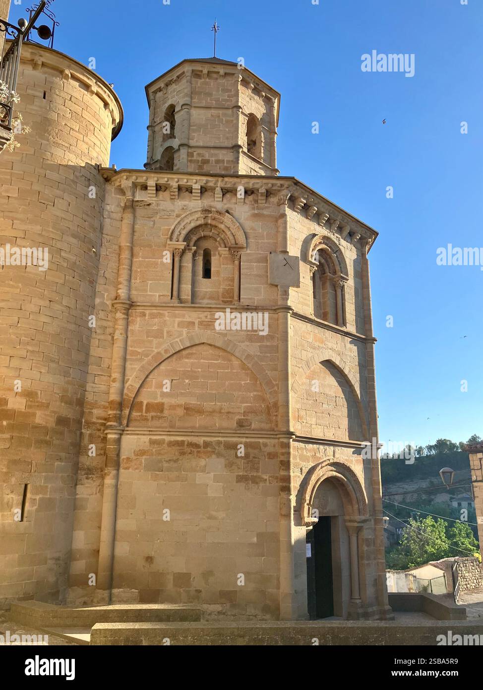 Iglesia de Santo Sepulcro, Torres del Río, Navarre, Spain: Octaganol Chuch that is similar to the Church of the Holy Sepulchre in Jerusalem - Smartphone Captured Stock Image