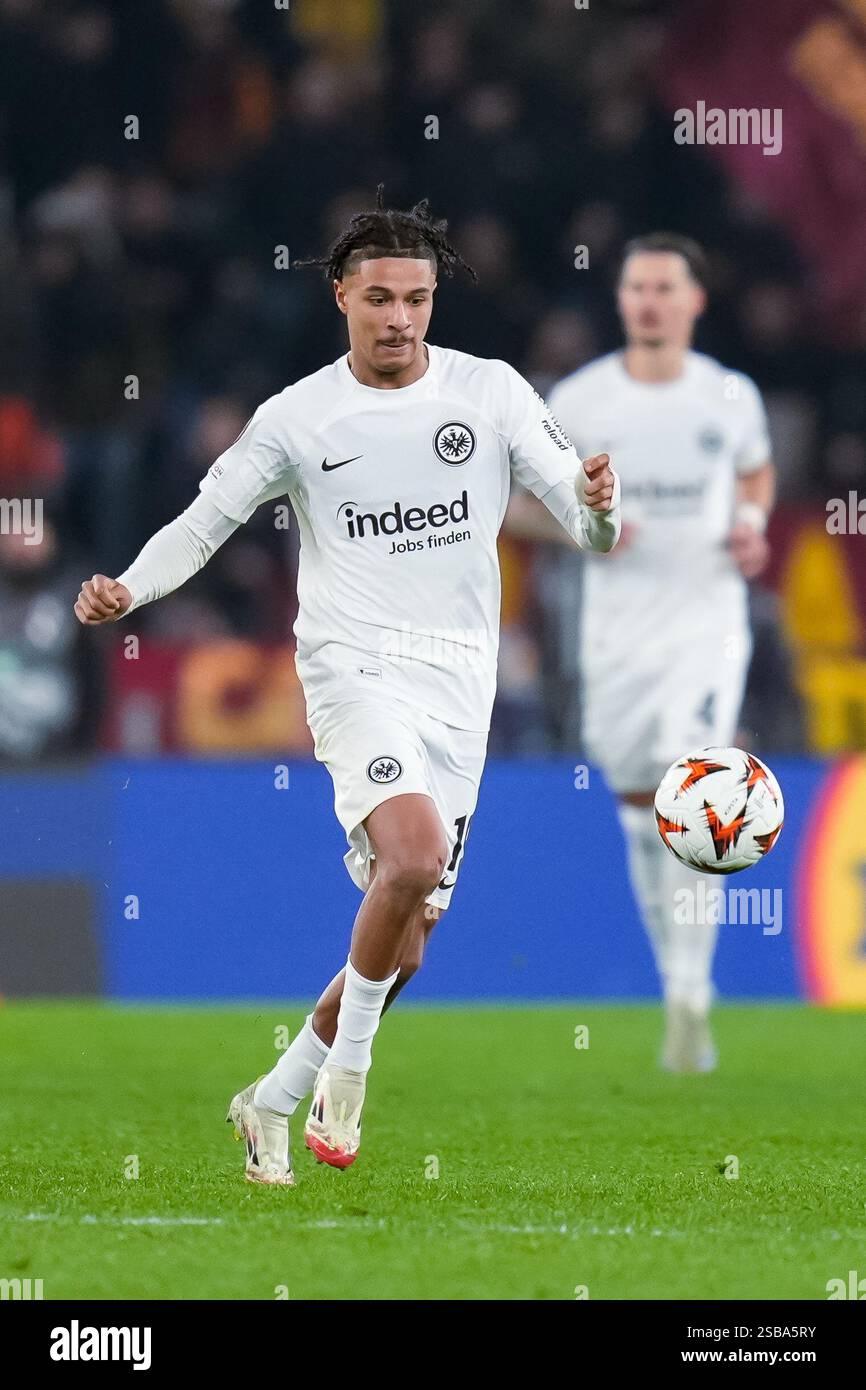 Rome, Italy. 30th Jan, 2025. Jean-Matteo Bahoya of Eintracht Frankfurt ...