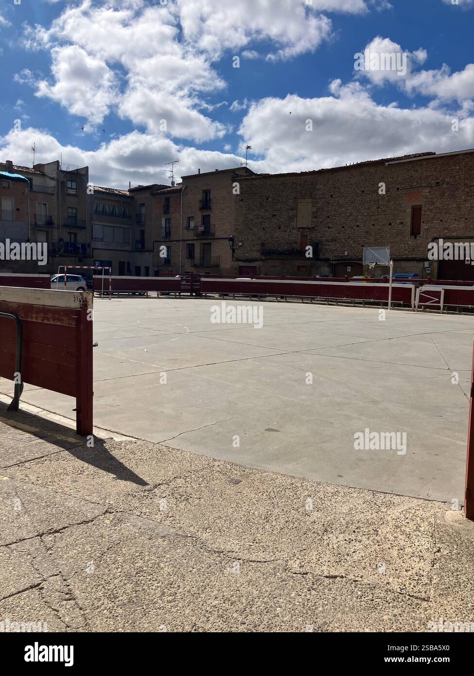 The Plaza del Coso; Bull Ring in Viana, Navarre, Spain - Smartphone Captured Stock Image