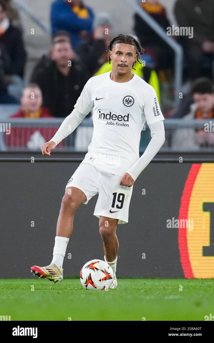 Rome, Italy. 30th Jan, 2025. Jean-Matteo Bahoya of Eintracht Frankfurt ...