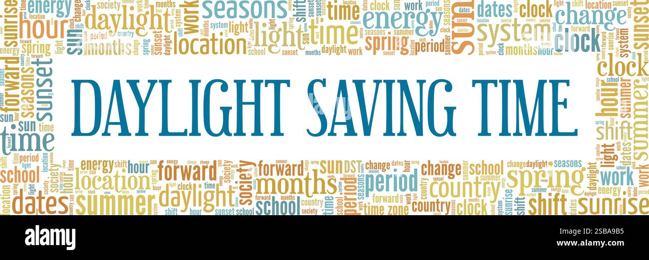 Daylight Saving Time conceptual vector illustration word cloud isolated on white background. Stock Vector
