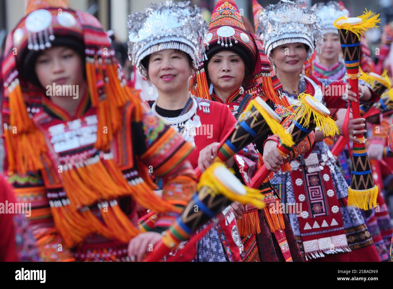 Performers take part in Lunar New Year celebrations, also known as the