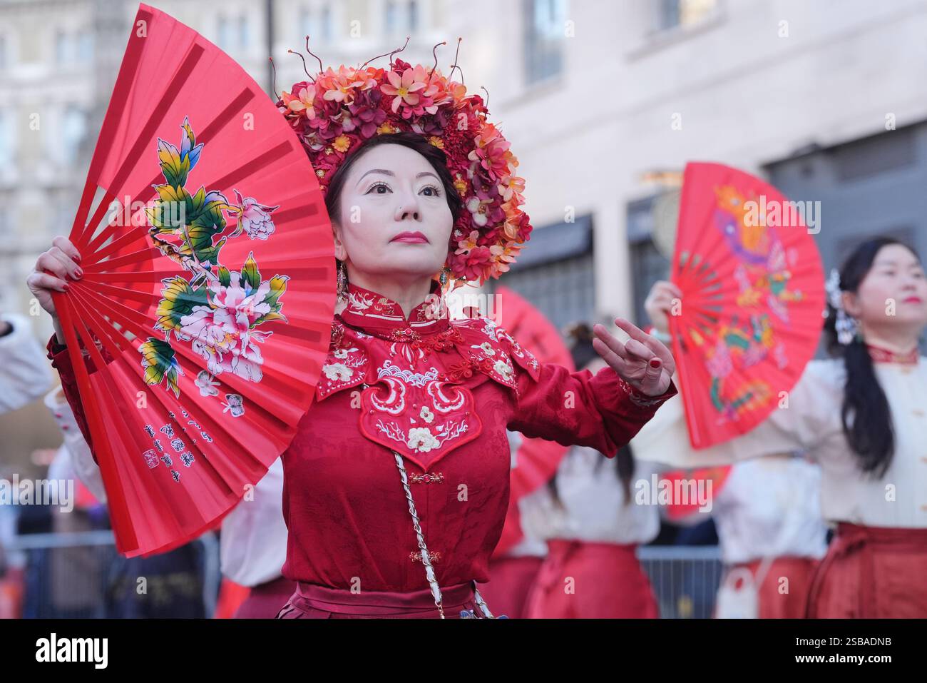 Performers take part in Lunar New Year celebrations, also known as the