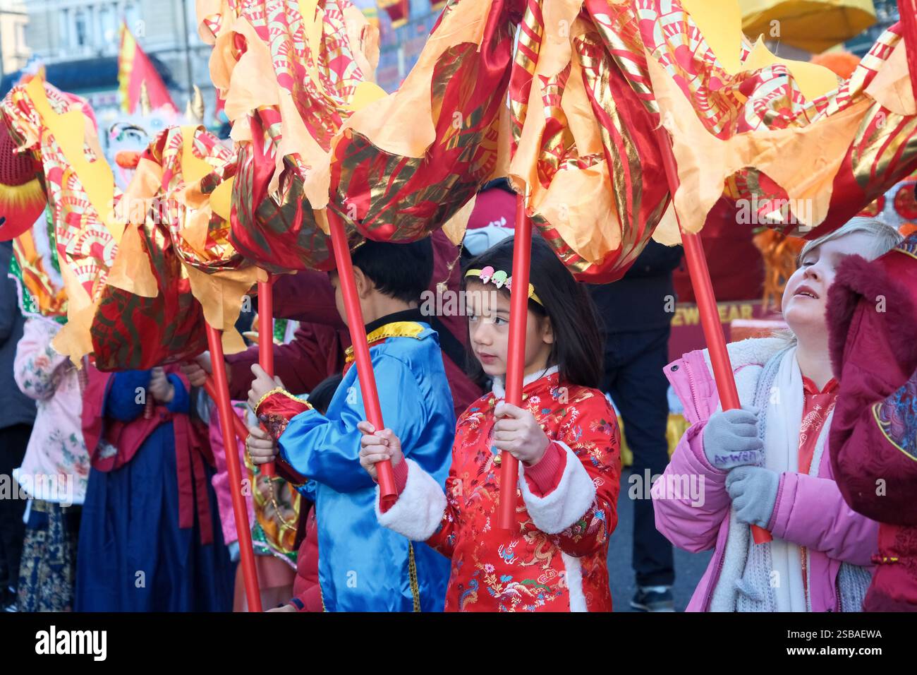 London, UK. 2nd Feb 2025. Chinese New Year parade, Year of the snake