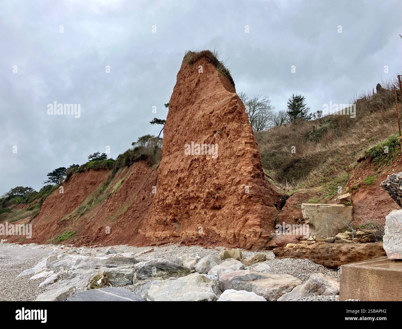 Coastal Erosion, Seaton Devon - Smartphone Captured Stock Image