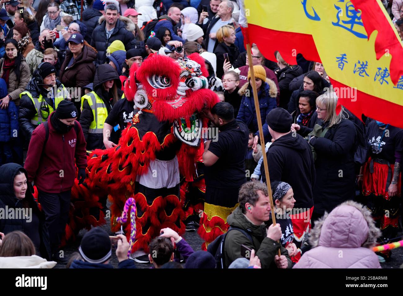 Performers take part in Lunar New Year celebrations, also known as the