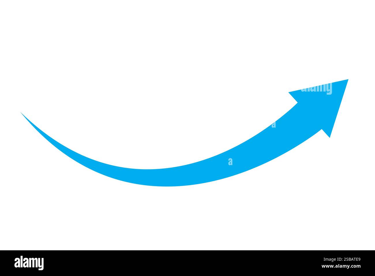 Curved arrow icon. Upward blue shape. Minimal vector sign. Rising ...