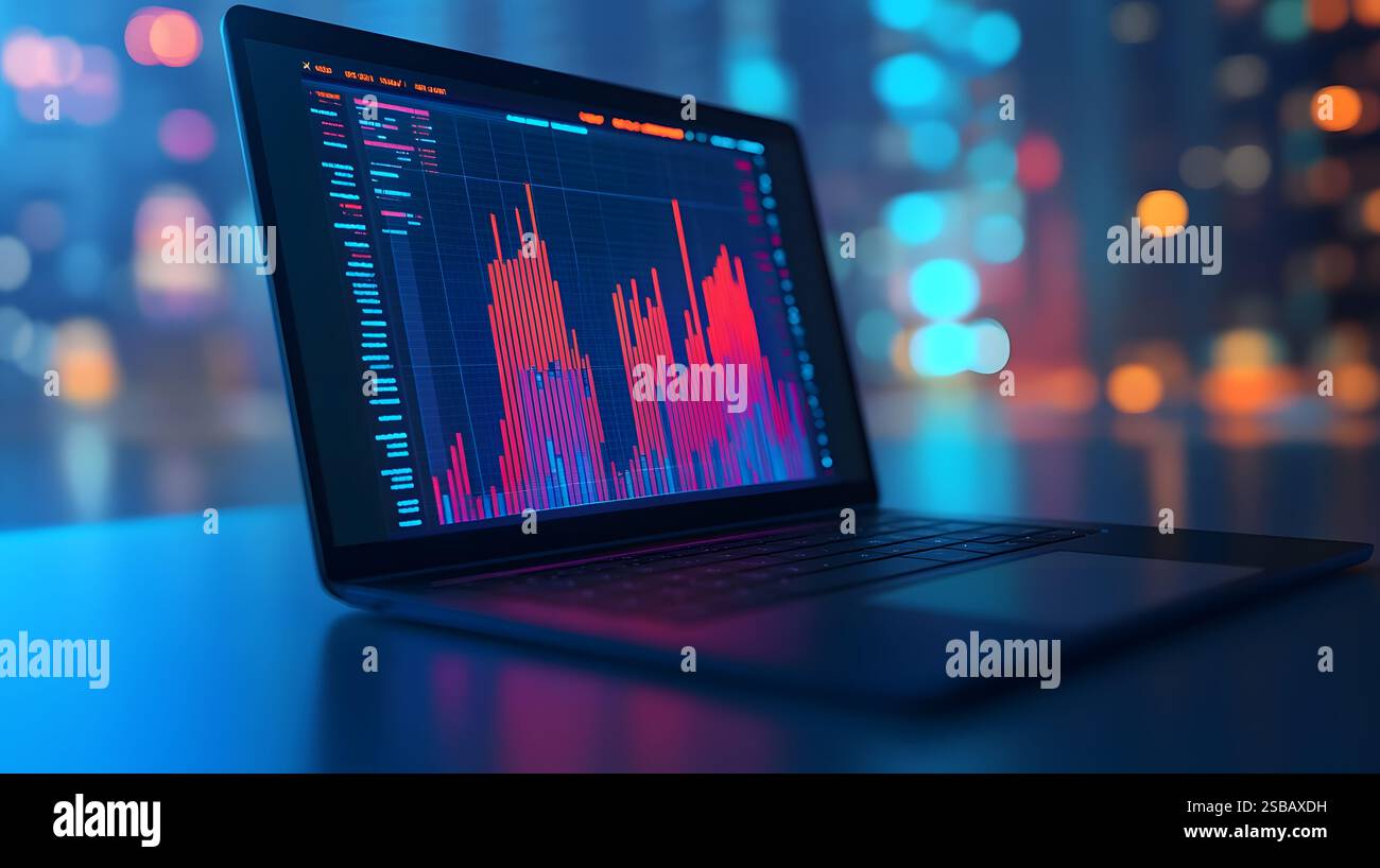 Minimalistic and sleek futuristic analytics interface displayed on a ...