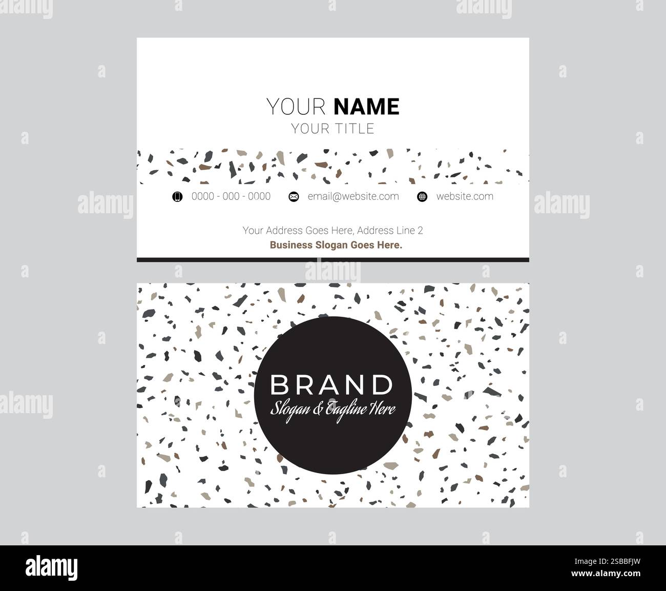 Minimal Modern Terrazzo Business Card Design Stock Vector