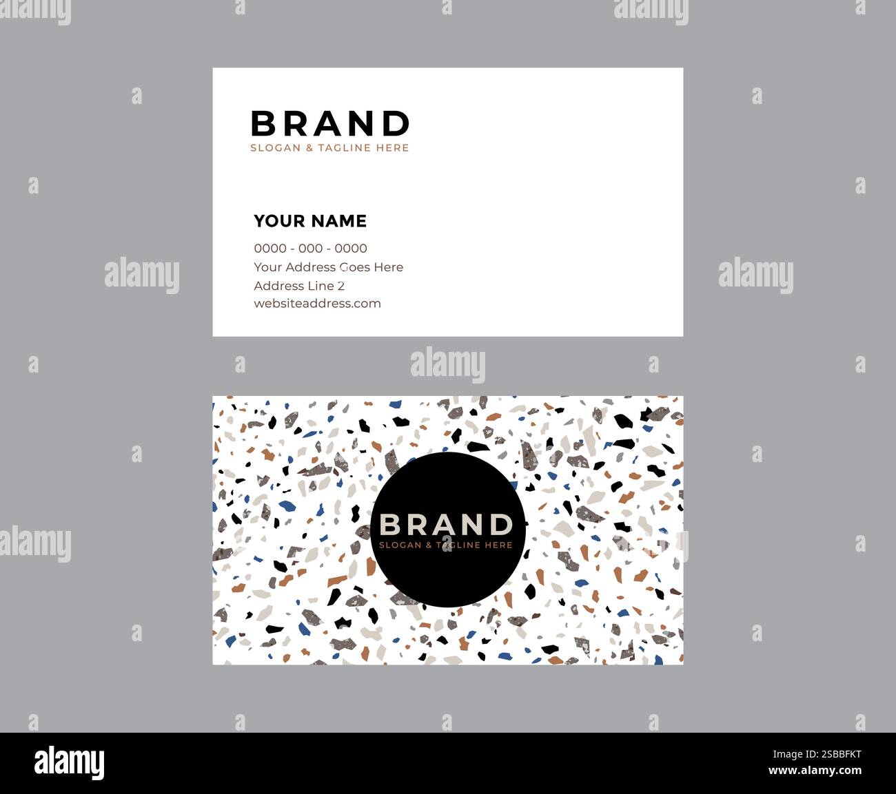 Terrazzo Pattern Elegant Minimal Business Card Design Stock Vector