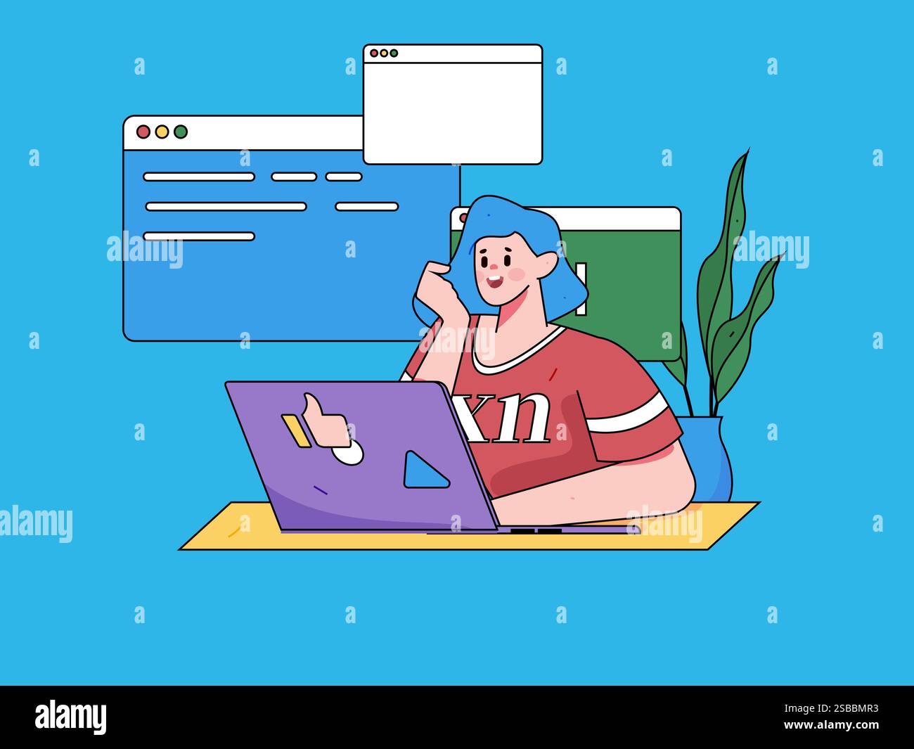Programming teaching development flat character vector concept operation hand drawn illustration Stock Vector