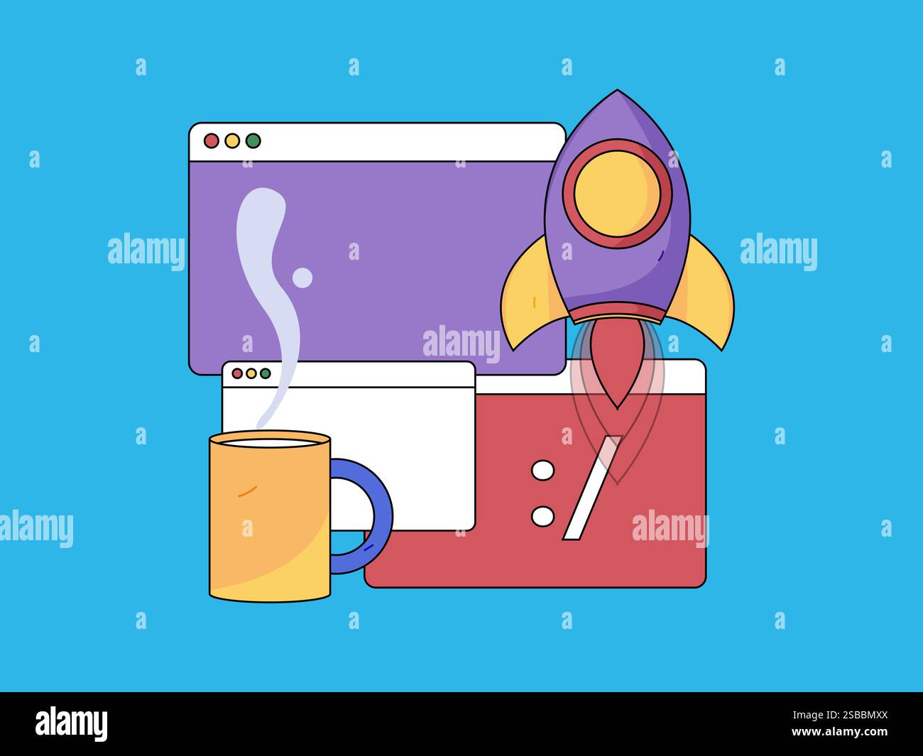 Programming teaching development flat character vector concept ...