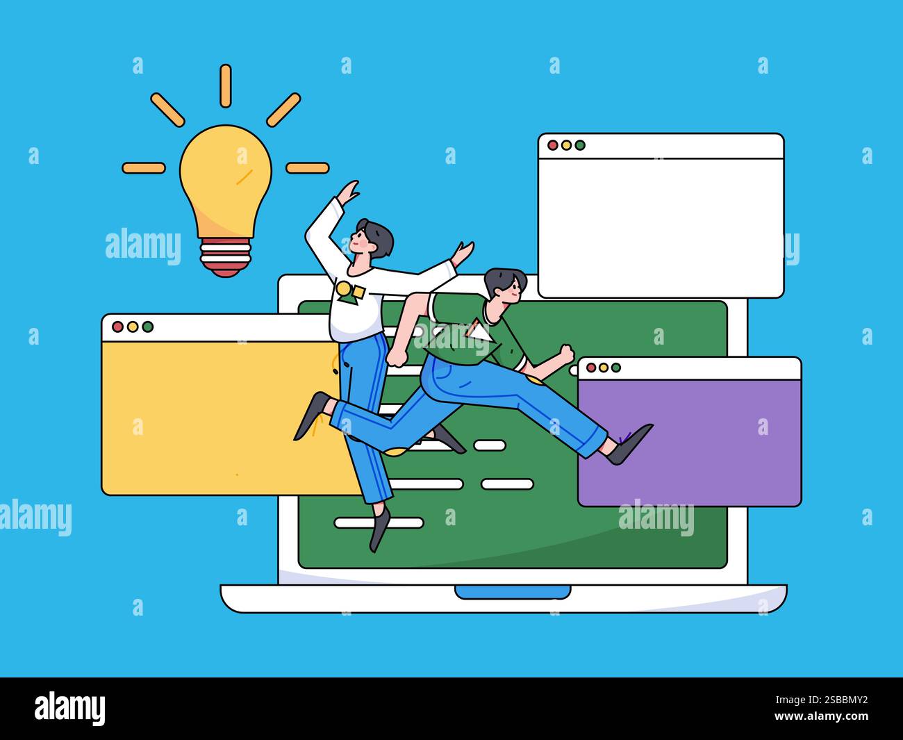Programming teaching development flat character vector concept operation hand drawn illustration Stock Vector