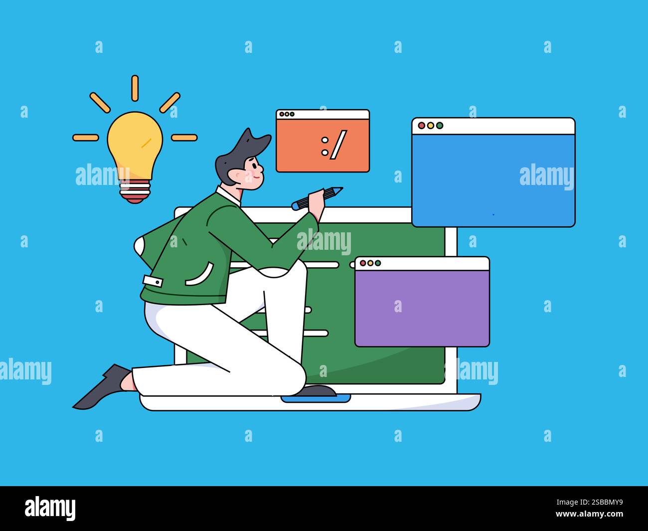 Programming teaching development flat character vector concept ...