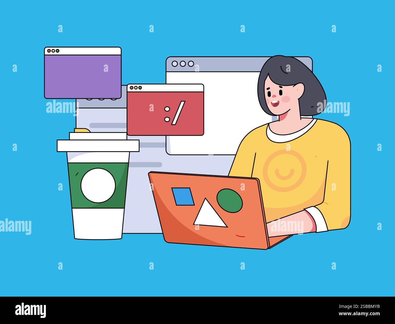 Programming teaching development flat character vector concept ...
