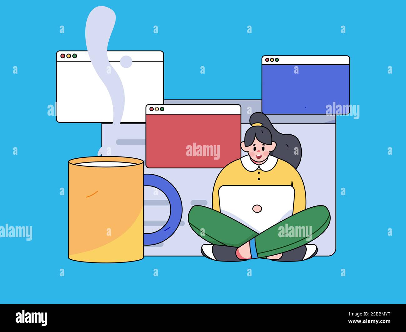 Programming teaching development flat character vector concept ...