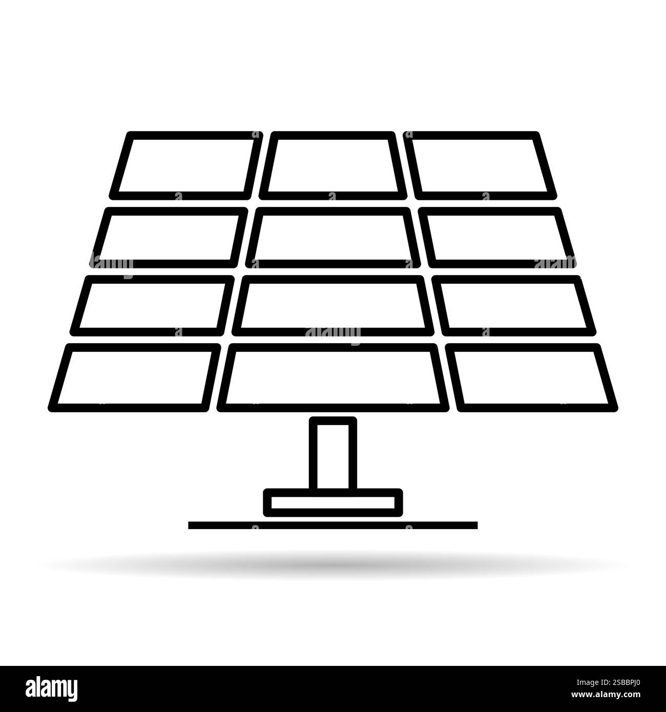 Solar panel shadow icon, green power technology, ecology alternative ...