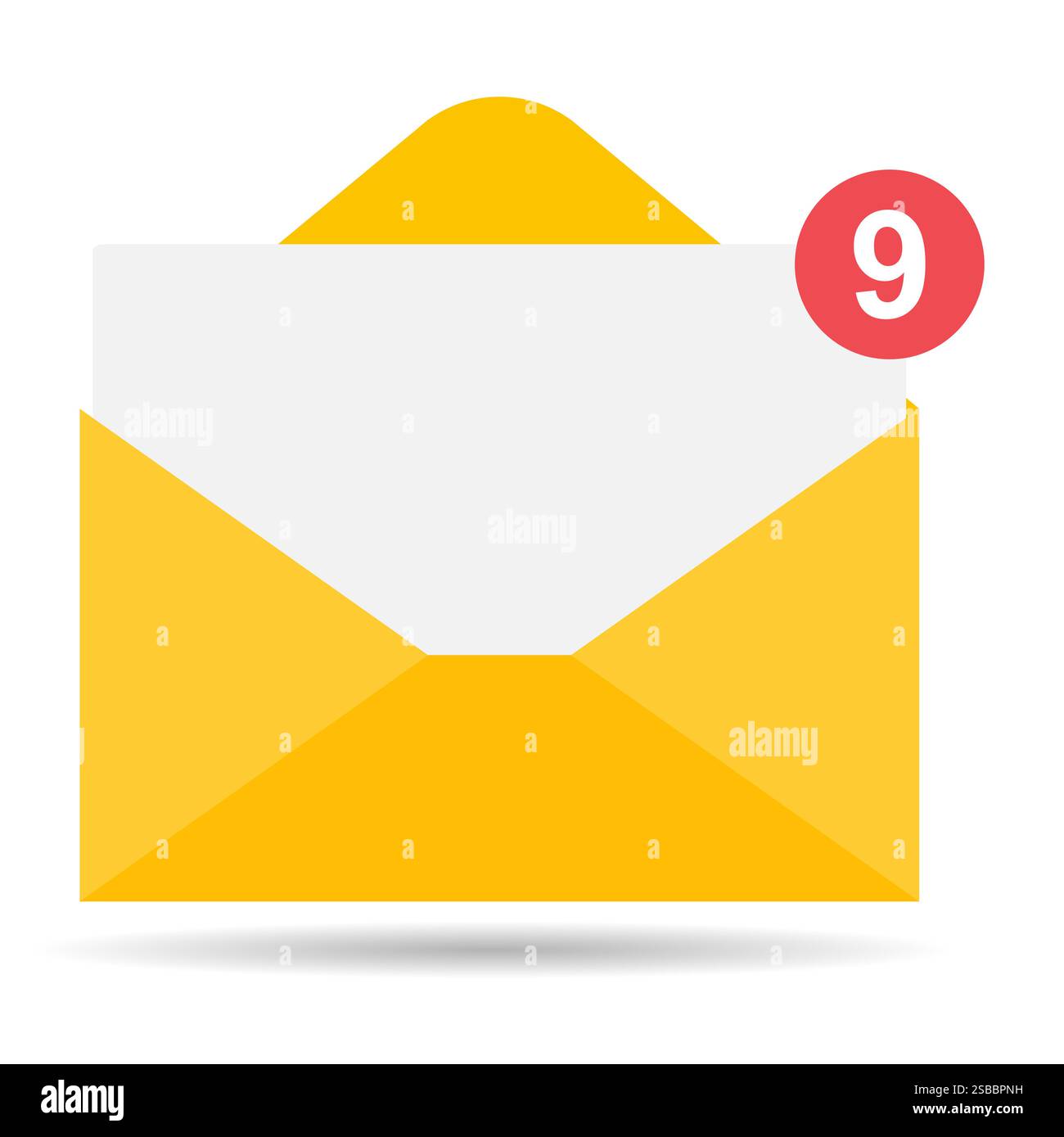 Email business icon shadow, flat web client message sign, mail app vector illustration . Stock Vector