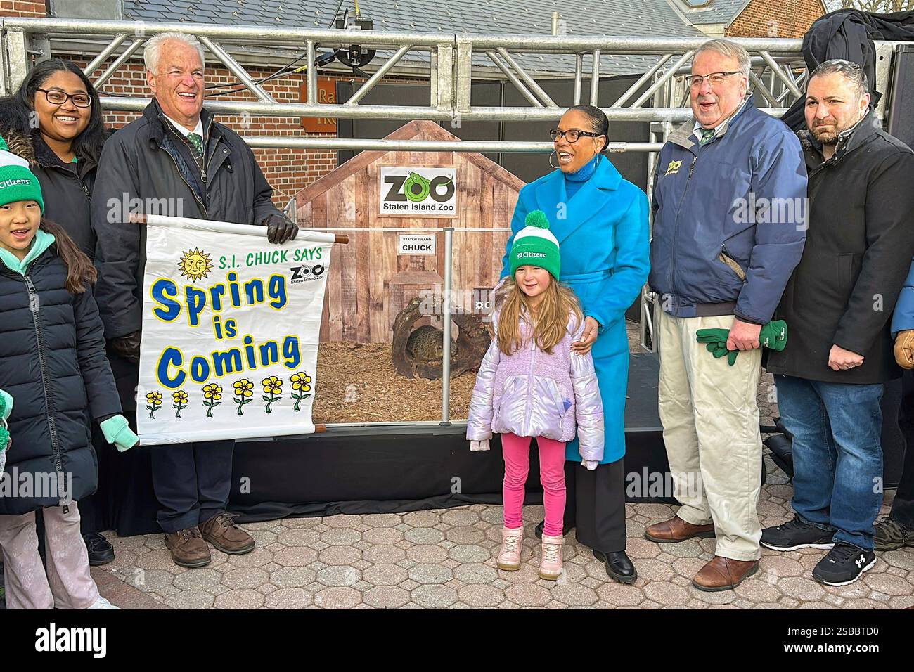 Staten Island District Attorney Michael Mcmahon holds a Spring is