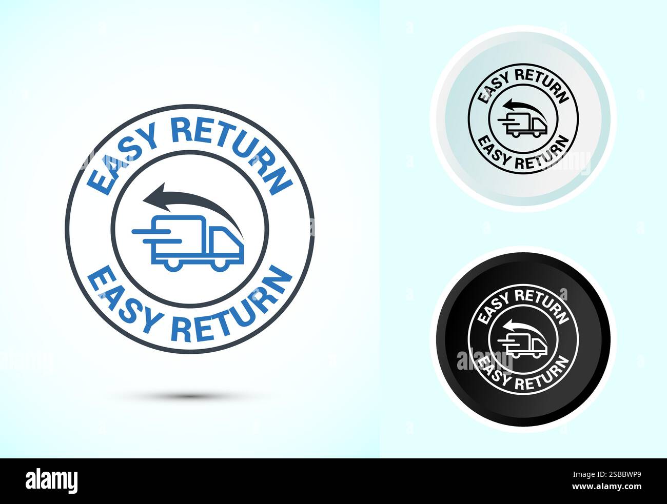 Easy return icon design illustration, Easy return label for product packaging Stock Vector