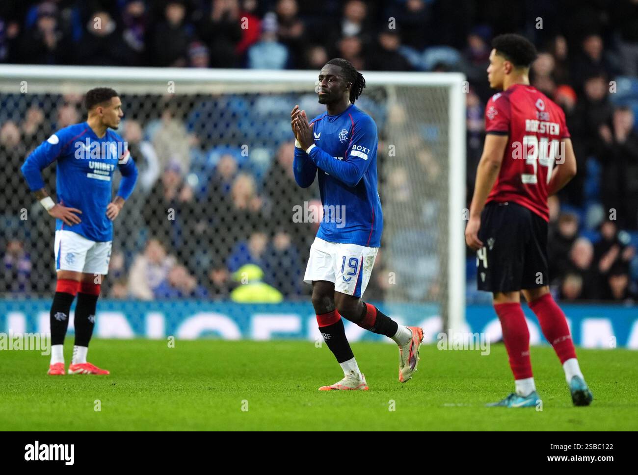 Rangers' Abdallah Sima applauds the fans as he is substituted off ...