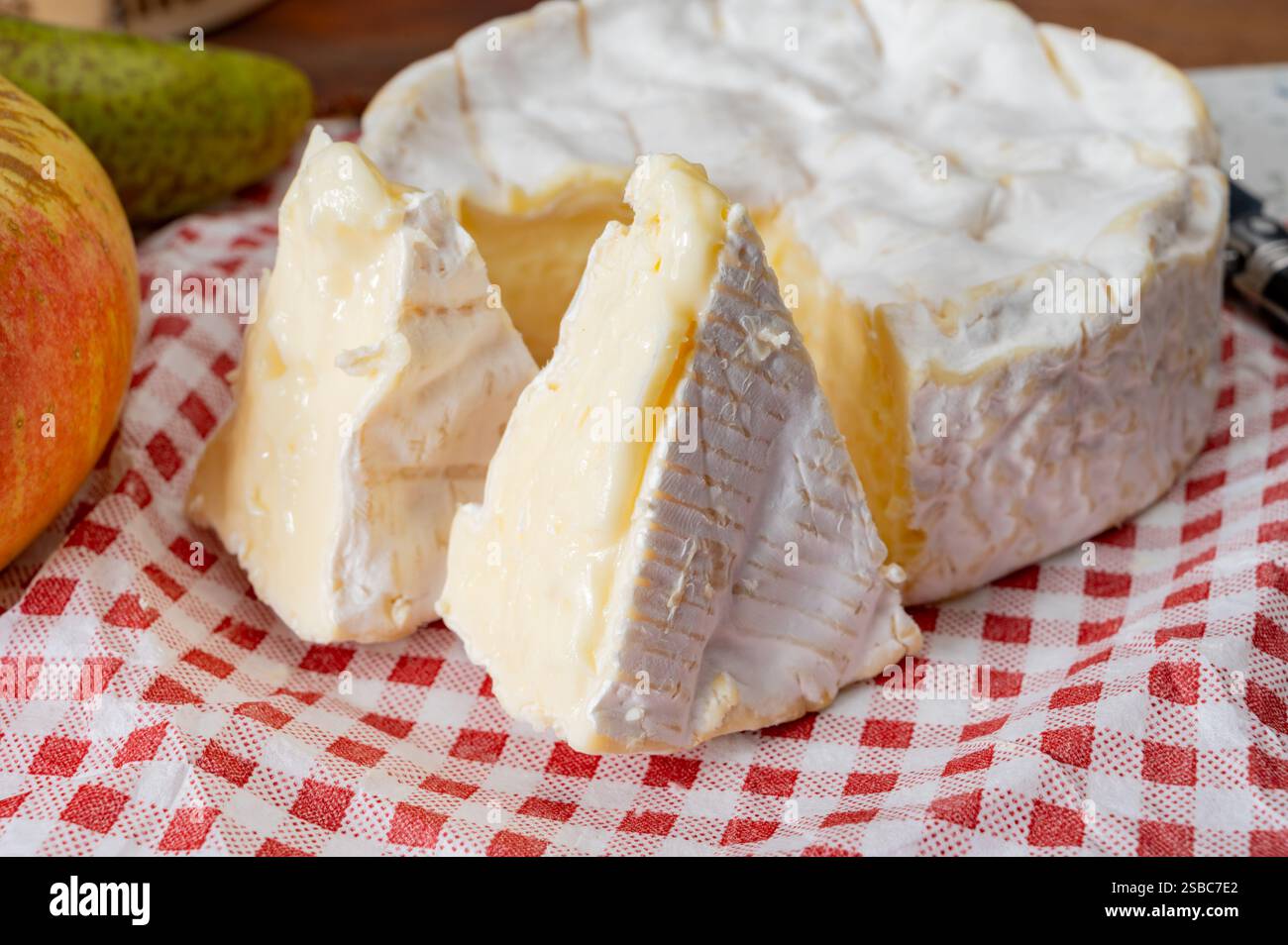 French soft Camembert cheese, original Camembert de Normandie made from ...