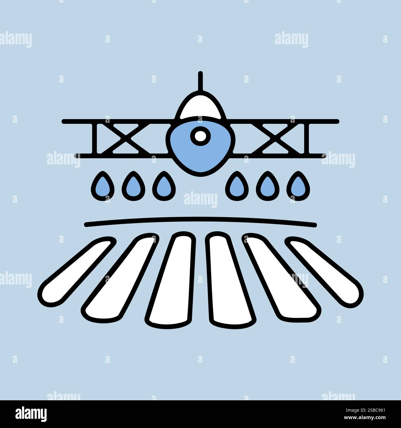 Crop duster airplane spraying a farm field vector icon. Agriculture ...
