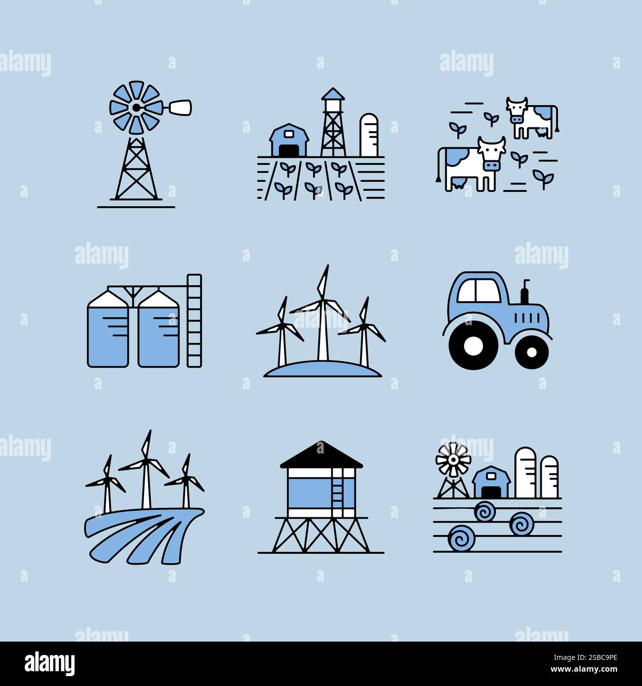 Farm Field isolated icon set. Agriculture sign. Graph symbol for your ...