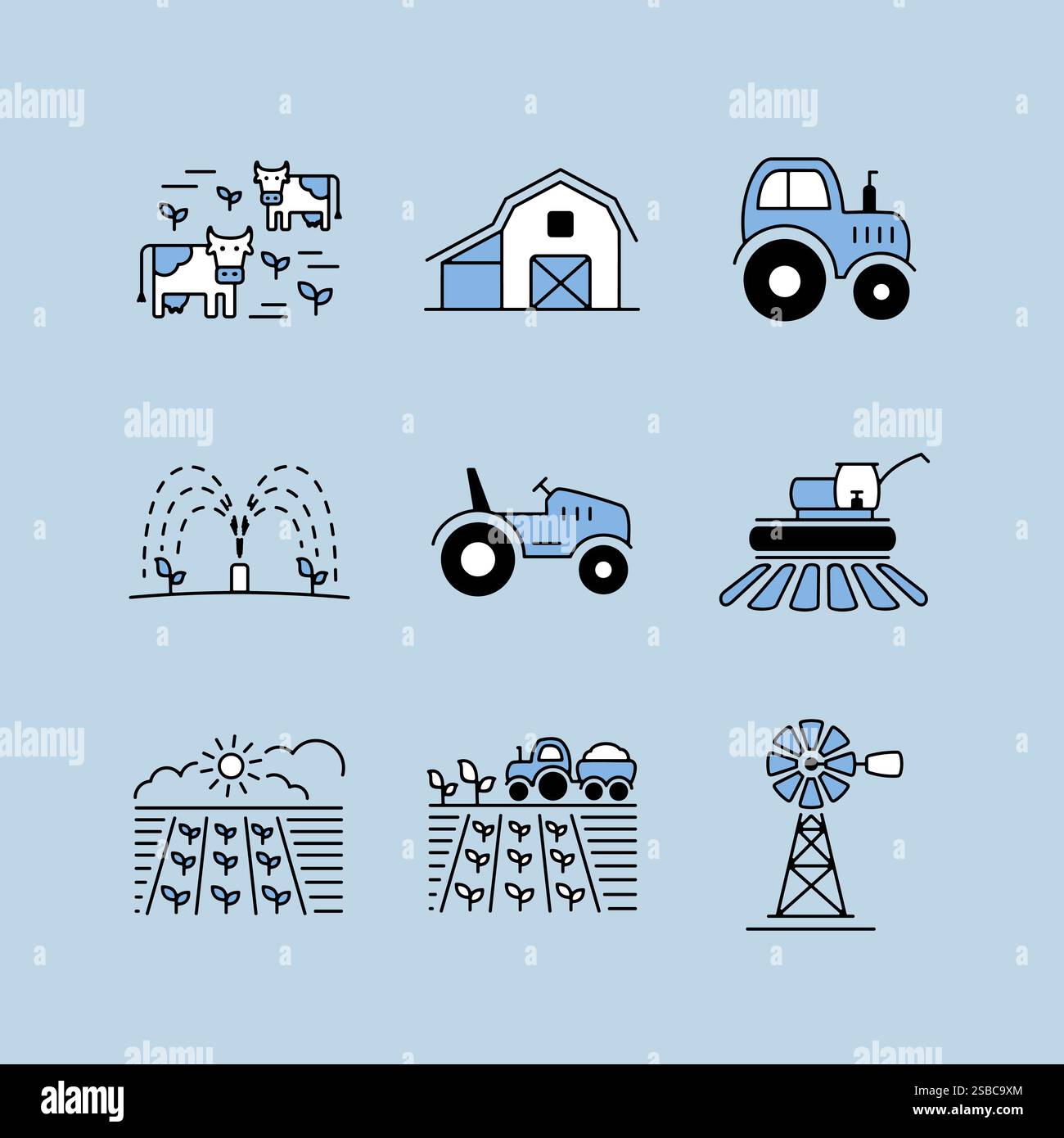 Farm Field isolated icon set. Agriculture sign. Graph symbol for your ...