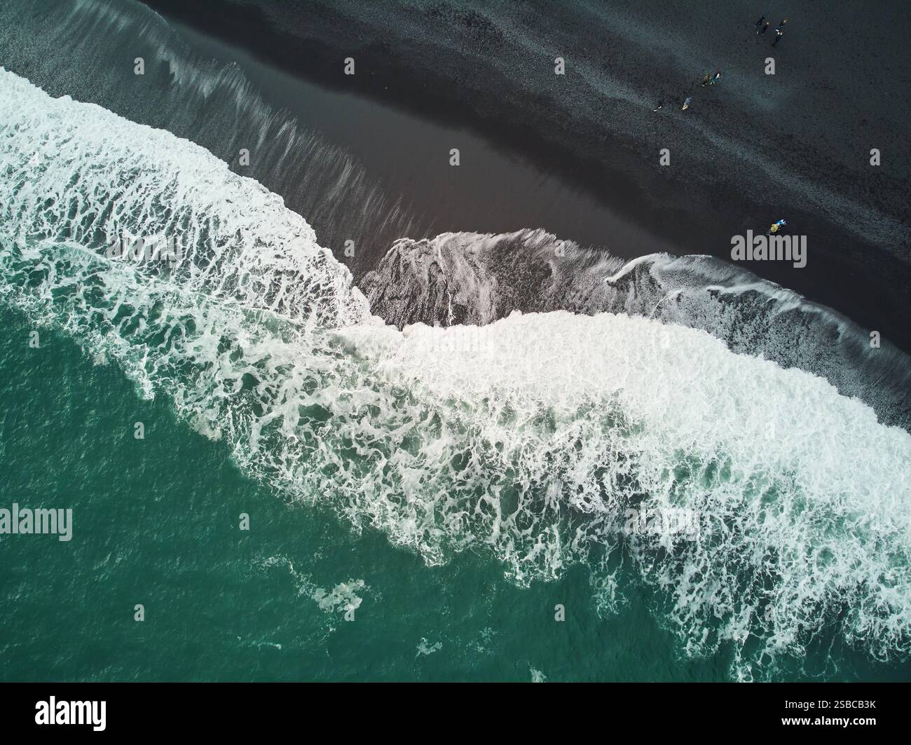 Aerial scenic view of Reynisfjara black sand beach near Vik in Southern ...
