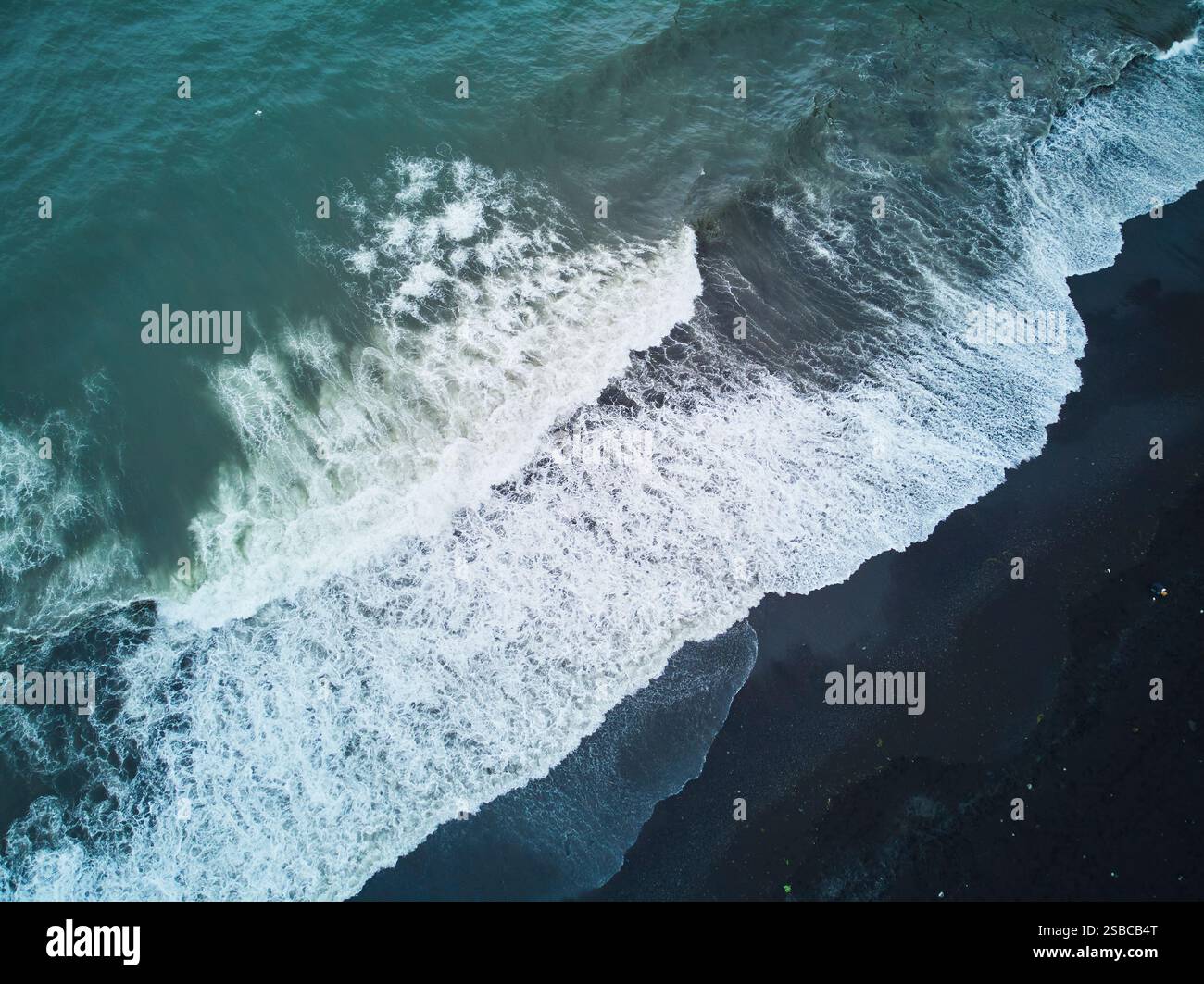 Aerial scenic view of Reynisfjara black sand beach near Vik in Southern ...