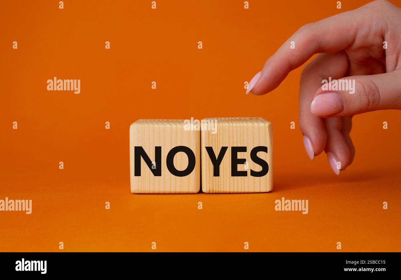 Yes vs No symbol. Businessman hand is making a choice between YES and ...