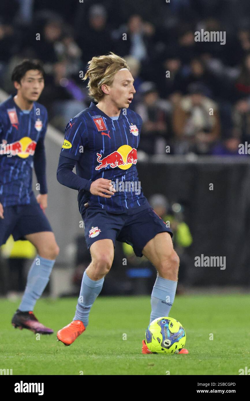 LINZ, AUSTRIA - FEBRUARY 2: Mads Bidstrup of Salzburg during the UNIQA ...