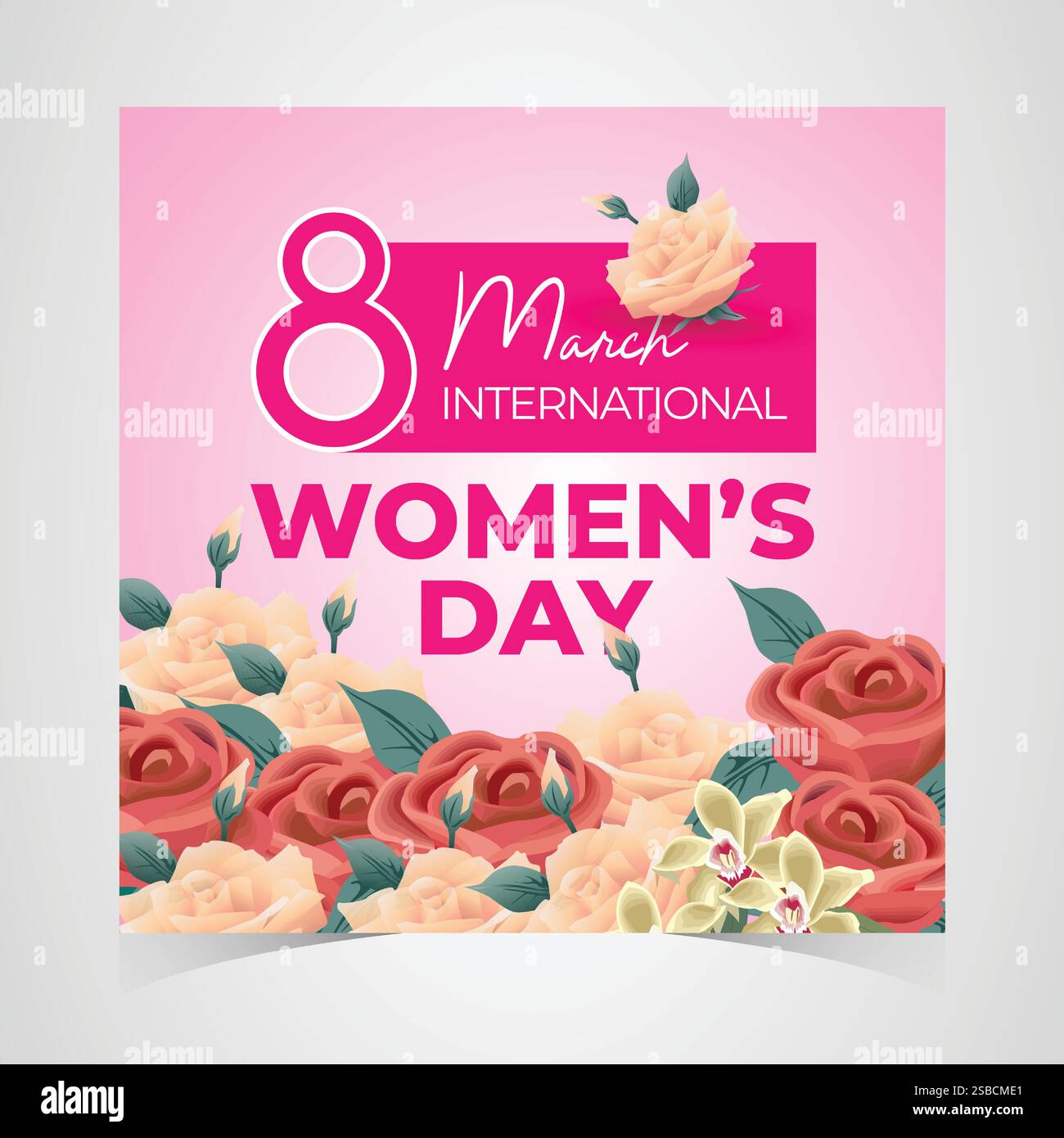 International Women's Day March 8 Banner, Vibrant Floral Design