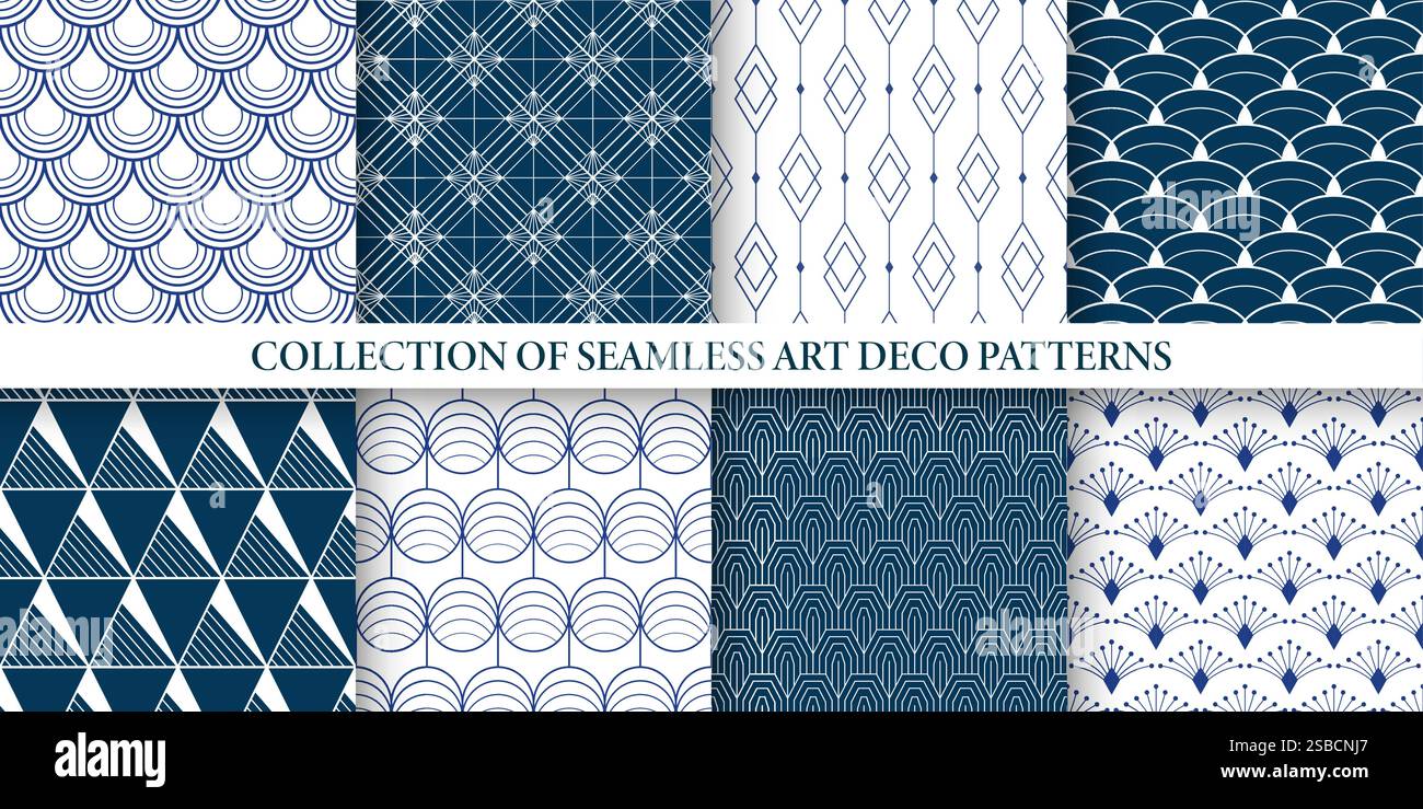 Collection of seamless decorative geometric patterns - ornamental ...