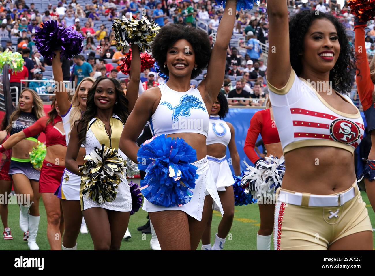 Cheerleaders perform during the flag football event at the NFL Pro Bowl