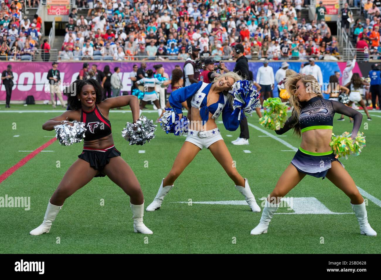 Cheerleaders perform during the flag football event at the NFL Pro Bowl