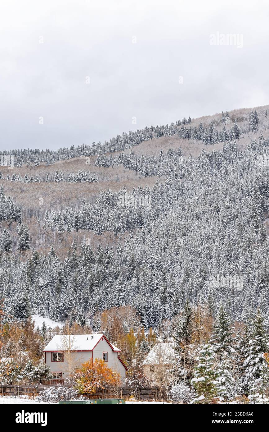 Avon Colorado ski resort mountain town and home building house in