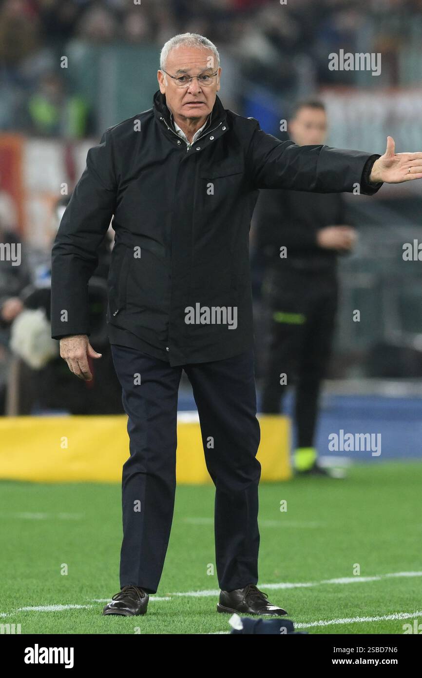 Sandro Ranieri Coach Rome, Italy. 02nd Feb, 2025. Claudio Ranieri coach of AS Roma gestures ...