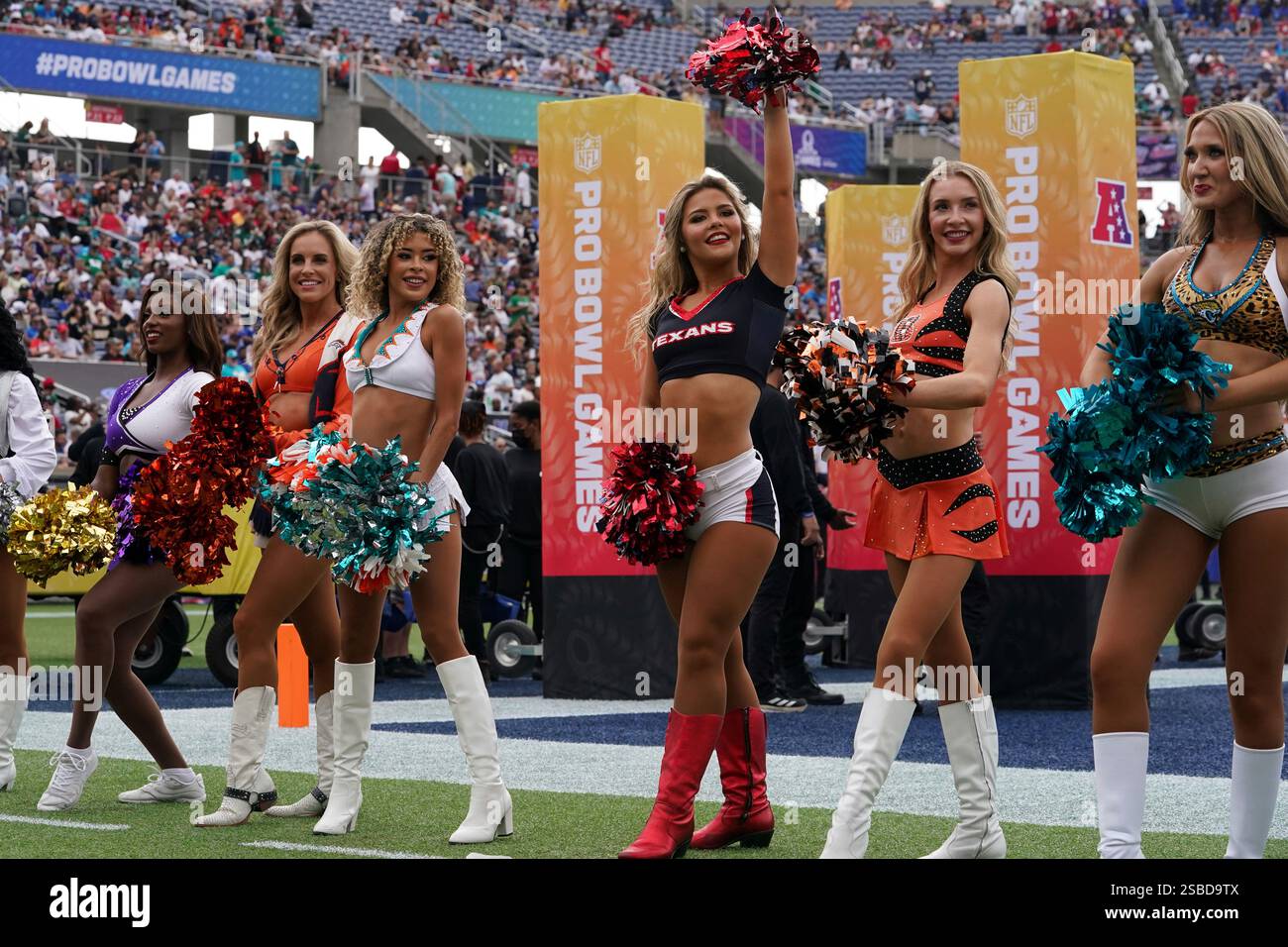 Cheerleaders perform during the flag football event at the NFL Pro Bowl
