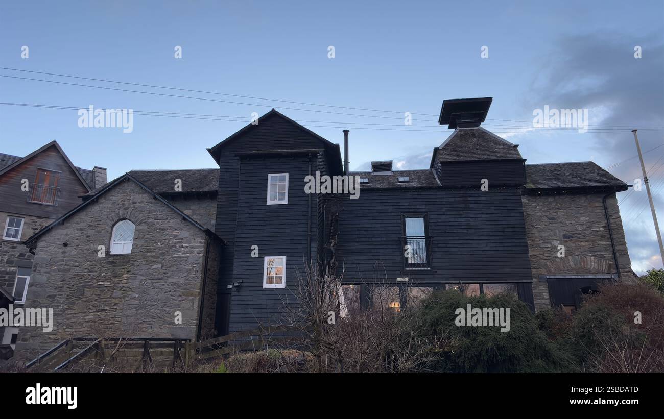 Building in the Scottish town of Aberfeldy. Scotland Highlands. Beautiful rural Scottish scene. Village life, Famous Location. Tourist destination. - Smartphone Captured Stock Image