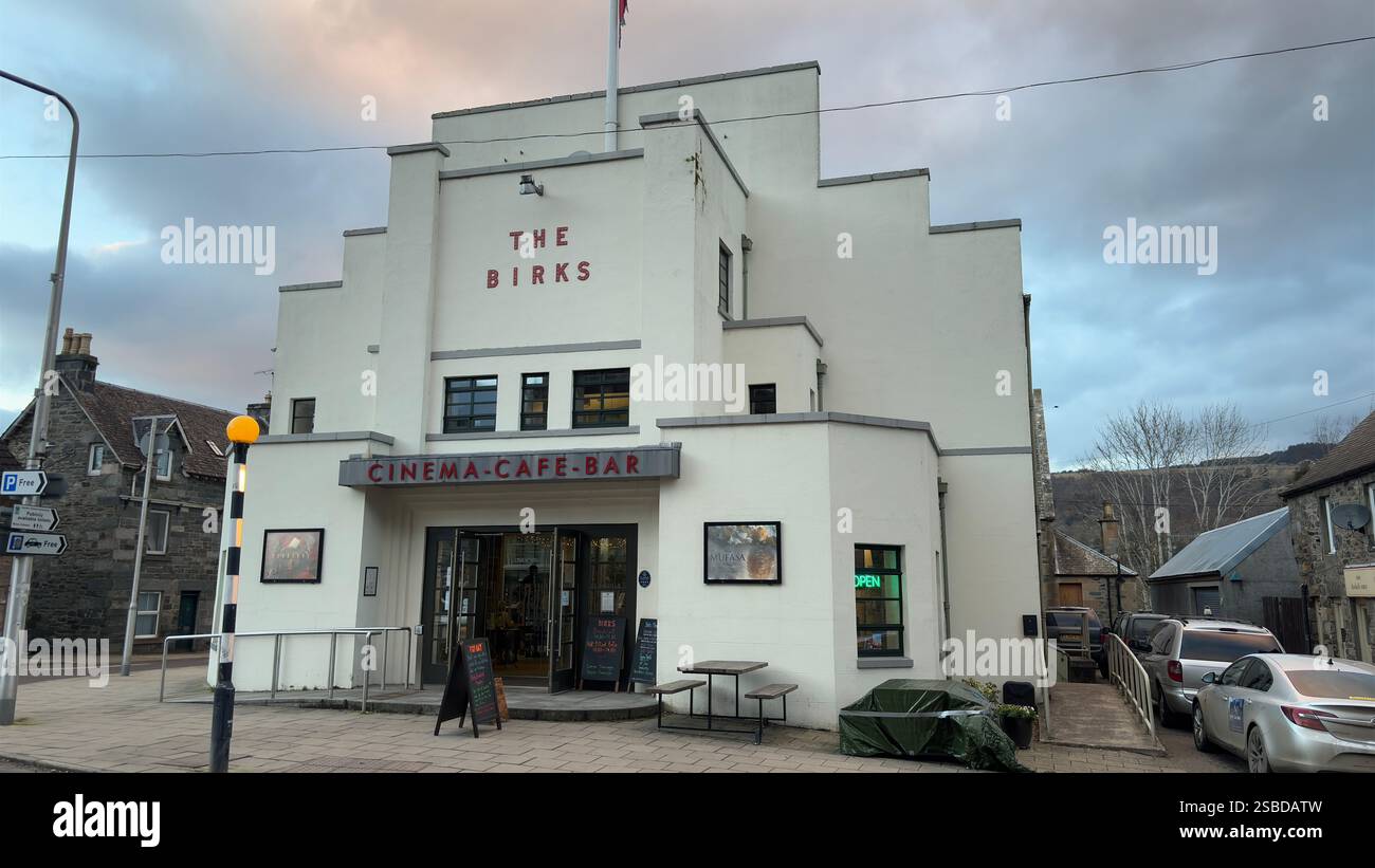 Building in the Scottish town of Aberfeldy. Scotland Highlands. Beautiful rural Scottish scene. Village life, Famous Location. Tourist destination. - Smartphone Captured Stock Image