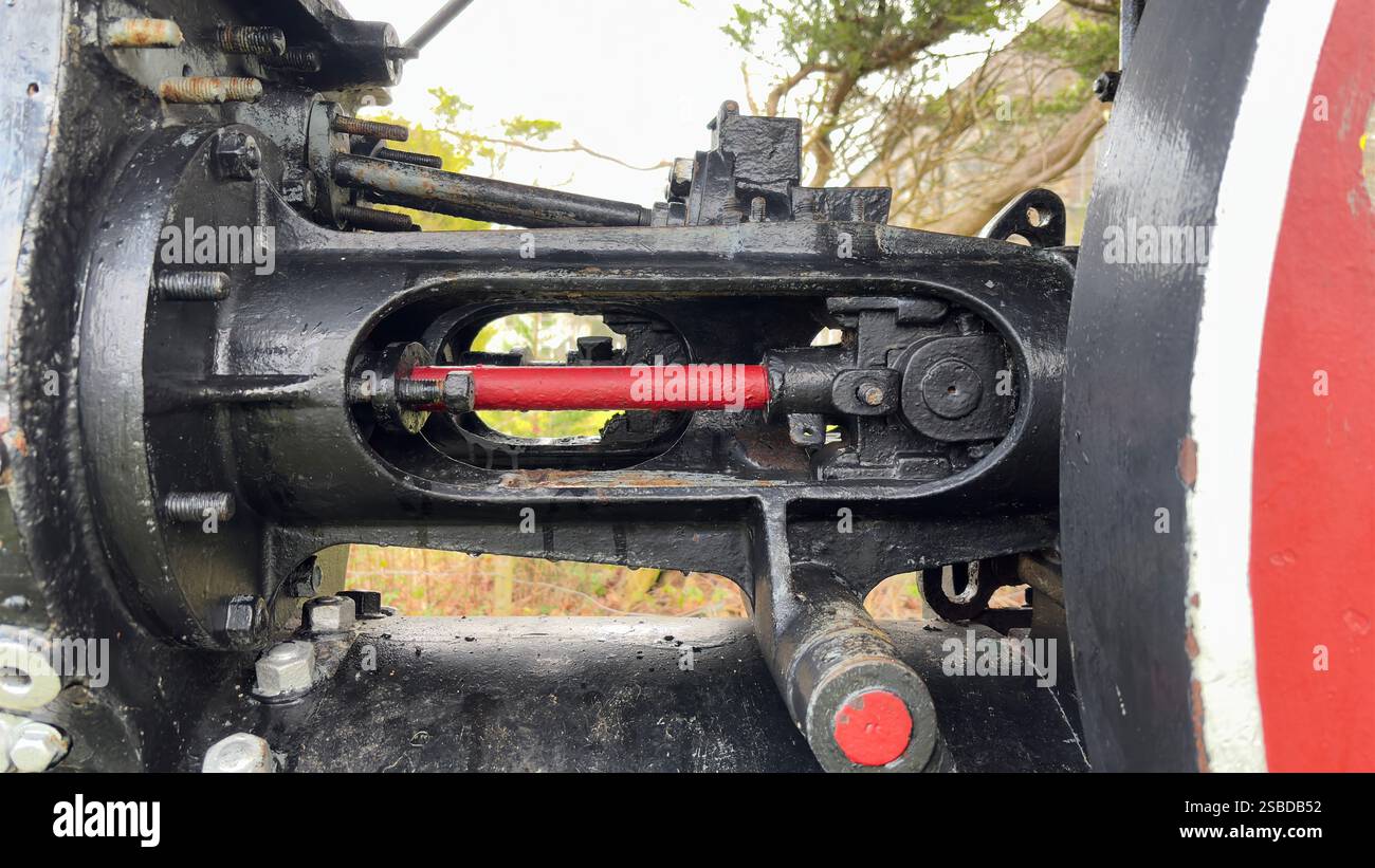 Old steam powered road roller in a public park in Aberfeldy. Scottish Highlands. Britain’s industrial past. Steam locomotion. - Smartphone Captured Stock Image