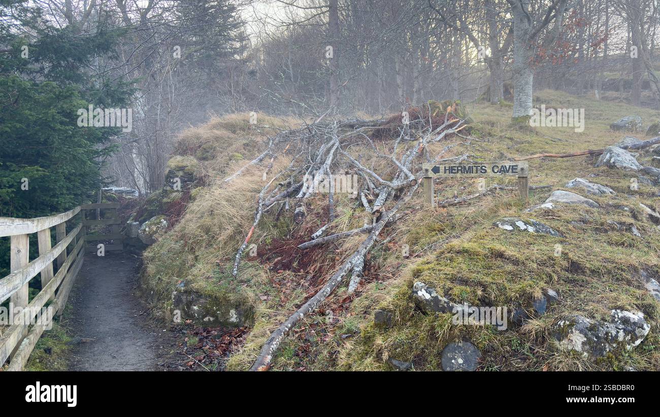 Entrance to the Hermit's Cave at Achen. Ancient old Scottish cave hidden in the landscape. - Smartphone Captured Stock Image